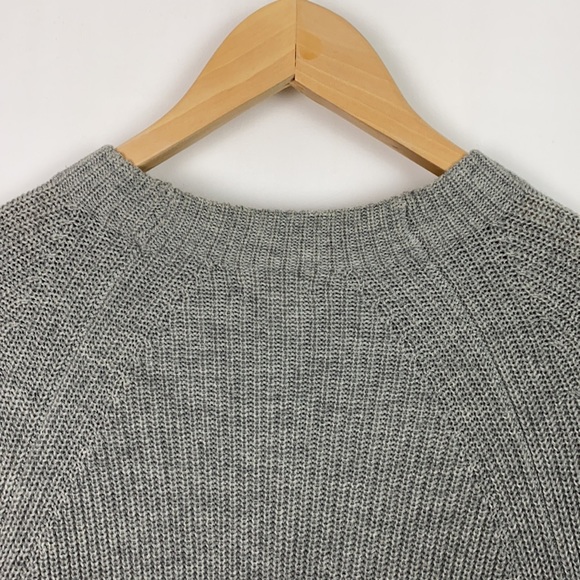 J.Crew XS Factory Gray Sweater Black Ribbon Bow Cotton Blend - Picture 9 of 10